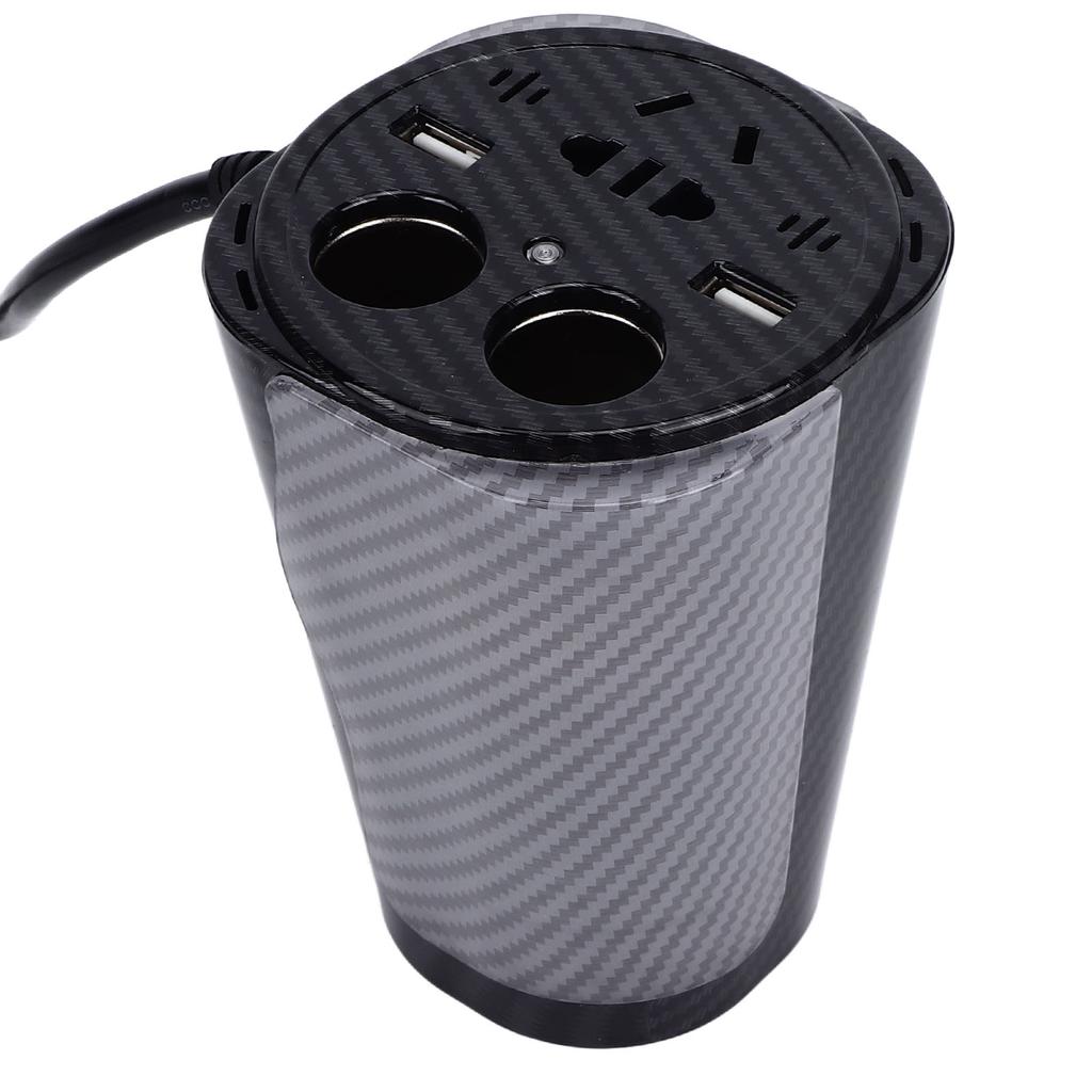 150W Car Power Converter with Voice Controlled LED Colorful Atmosphere Light USB Charging Converter