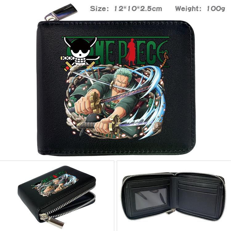 One Piece Anime Reißverschluss PU Geldbörse Luffy Aufdruck Kurzes Münzfach Kartenhalter