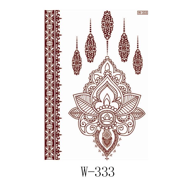 Lace Tattoo Sticker Vermilion Geometric Pattern Party Waterproof Henna Tattoo