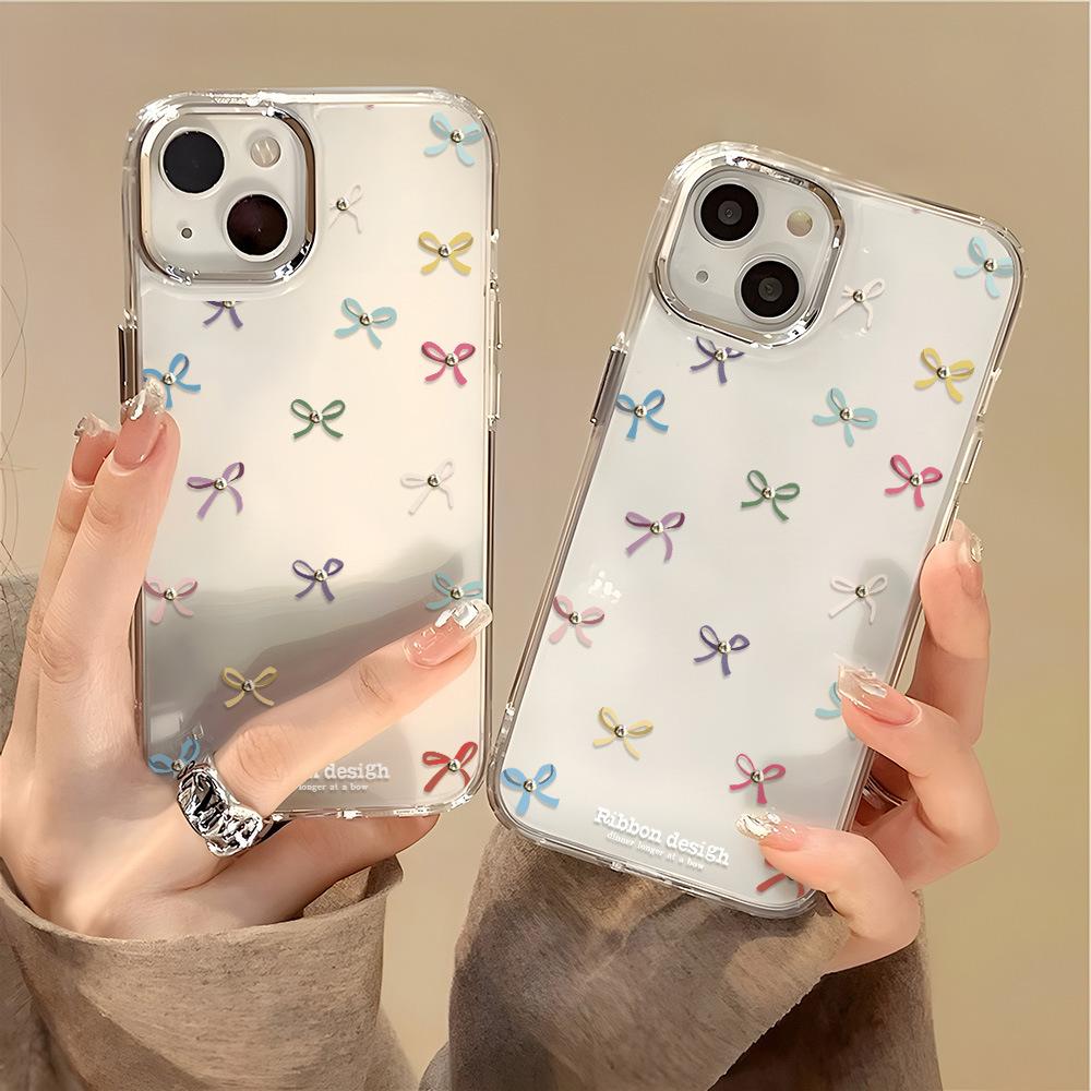 Applicable To iPhone17ProMax Fresh Full Screen Color Bow Mobile Phone Case Apple 16 Soft Case 15 Generation Ins