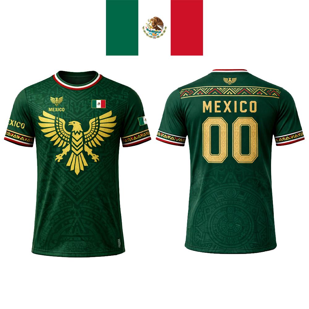 Mexico Flag Print T-shirt Quick Dry Soccer Jersey Unisex Custom Number S