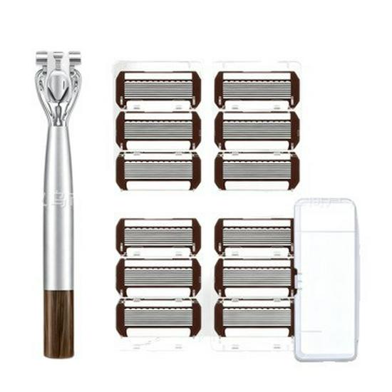 8-Blade Men's Manual Razor for Shaving Beard and Face with Sharp Blade Holder