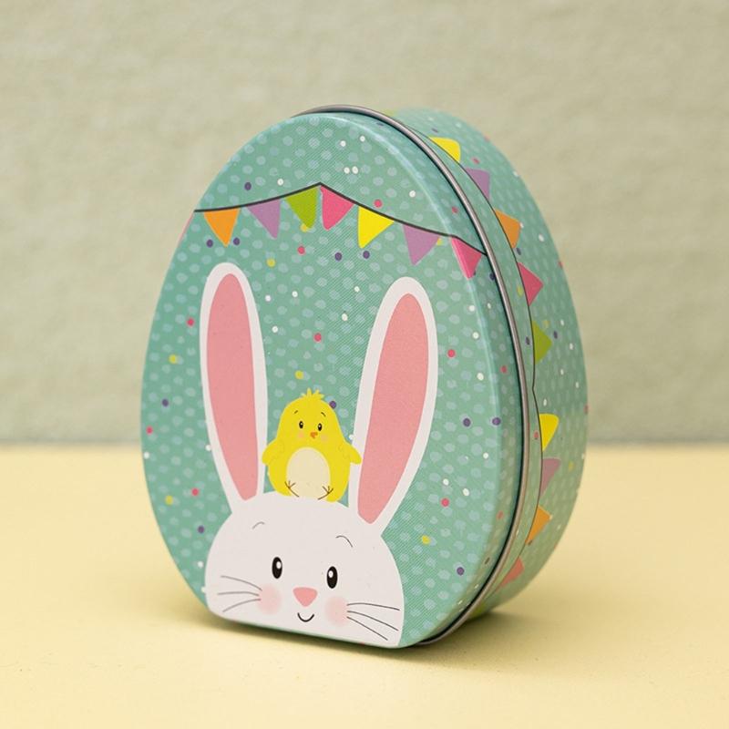 Iron Box Easter Candy Box Tinplated Eggshells Pattern Container for Party Organizing and Displaying