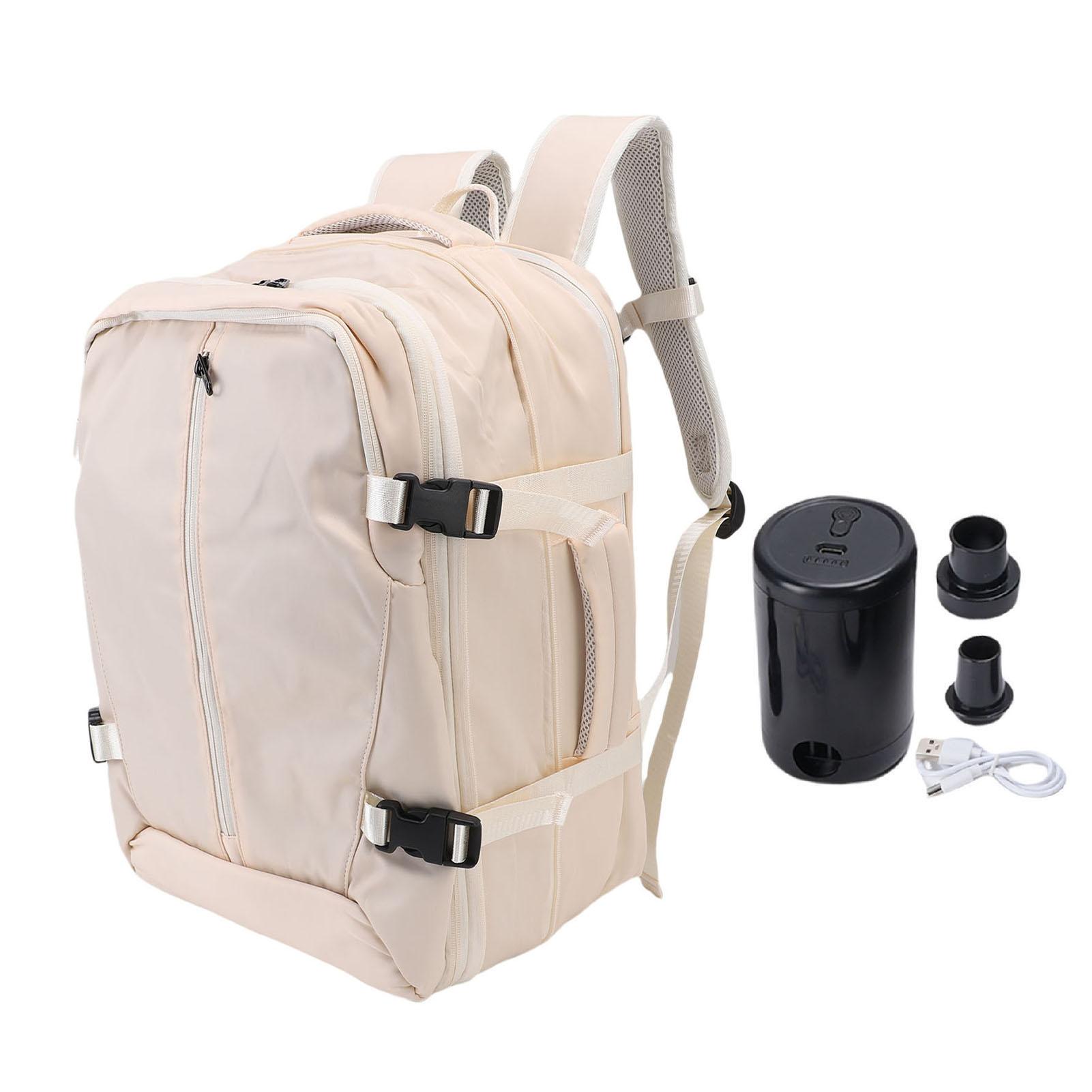Aimo Men's Beige Vacuum Compression Backpack Expandable Water Proof Wet Dry Separation Carry On Backpack With Laptop Compartt Lock
