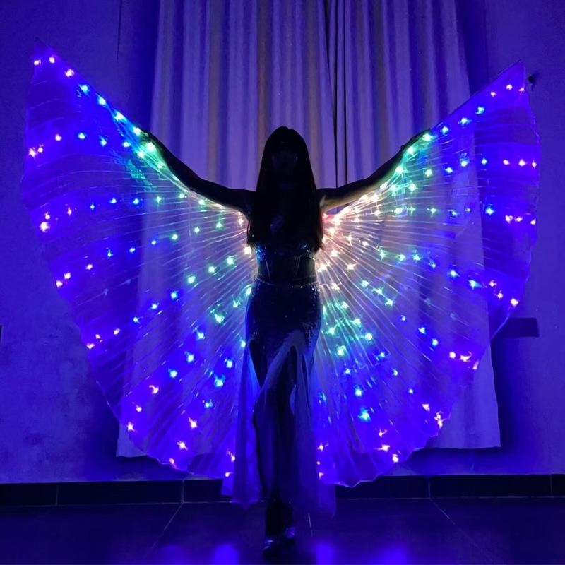 Elf LED Luminous Butterfly Wings Costume - Gold Fluorescent Cloak for Kids & Adults, Perfect for Stage Performances