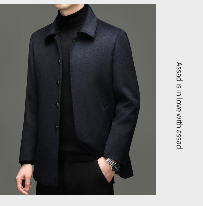 Men's Winter Mid-Length Wool Coat with Detachable Down Liner - Luxury Business Lapel Outerwear