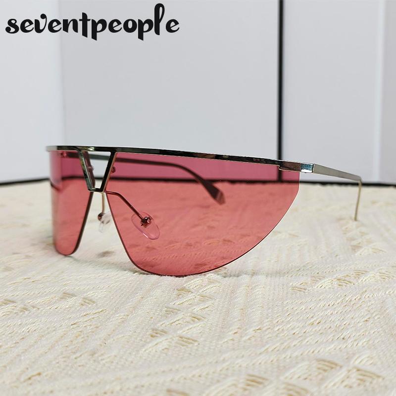 Sports Steampunk Shield Sunglasses Women Men Luxury Brand Design Y2K Punk Goggle Sun Glasses For Male Semi-Rimless Eyewear