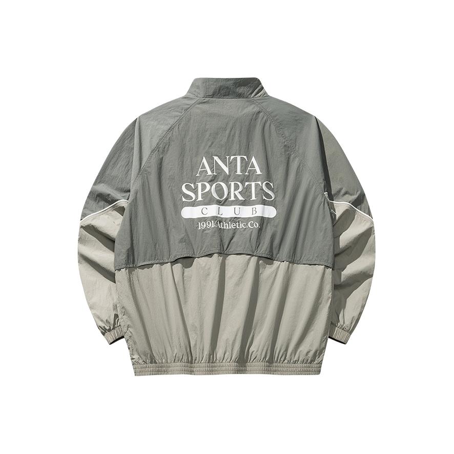Anta Color-Block Stand Collar Woven Sports Jacket Grey Green Color-Block Unisex 152538602-3