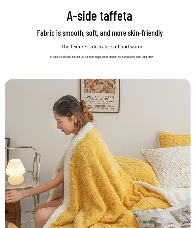 Lambswool & Taffeta Plush Multicolor Blanket - Ideal for Office, Autumn, Winter & All Seasons