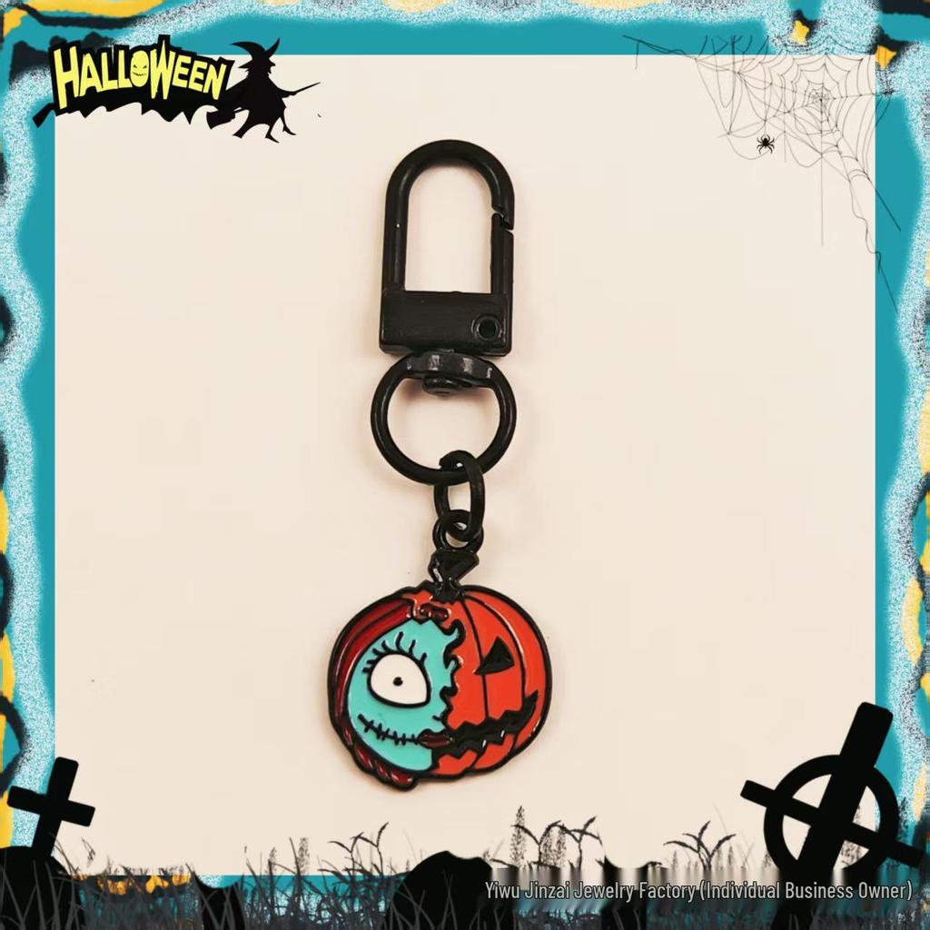 Cross-Border Halloween Skull & Pumpkin Keychain – Metal Ghost Charm Gift