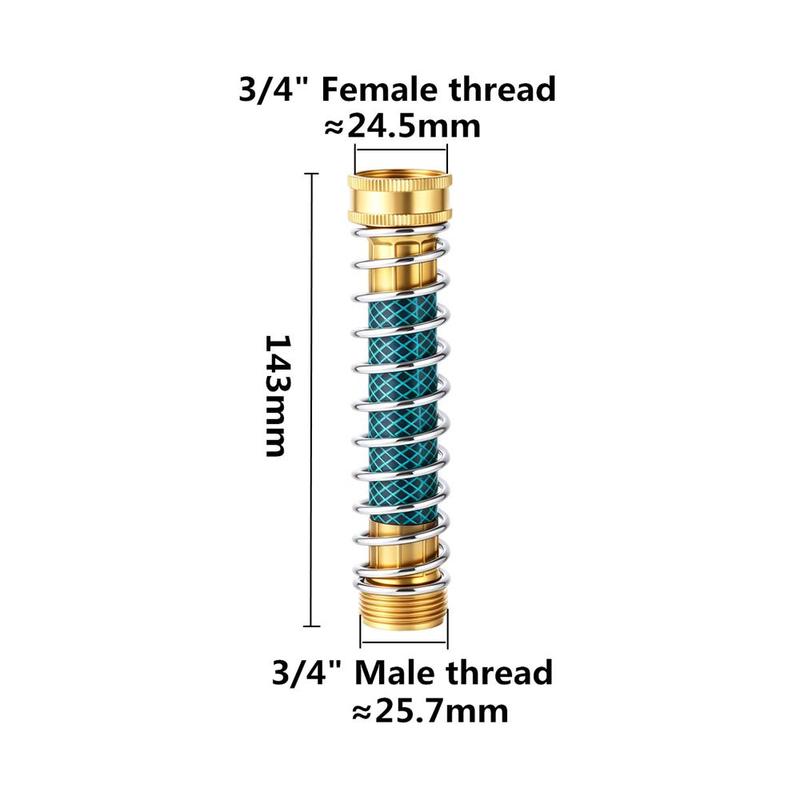 3/4" Garden Hose Anti‑Kink Spring Protector Brass Connector Male Female Thread Water Pipe Extension Faucet Adapter Fittings 1Pc