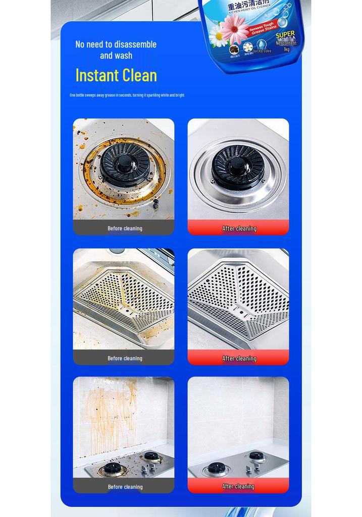 Grand Shield Heavy-Duty Kitchen Oil Stain Remover & Degreaser for Range Hoods
