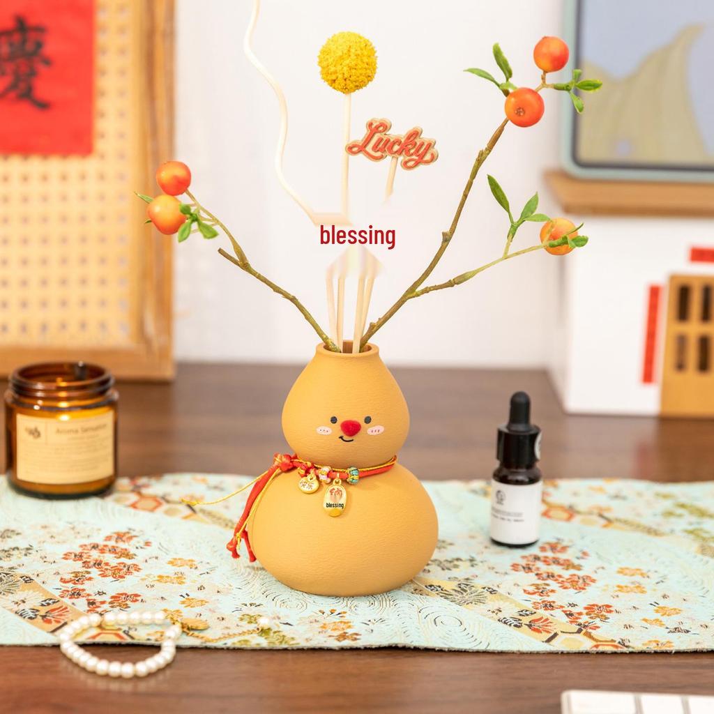 A'ying New Year Gourd Aroma Diffuser with Flower Sticks for Home and Office