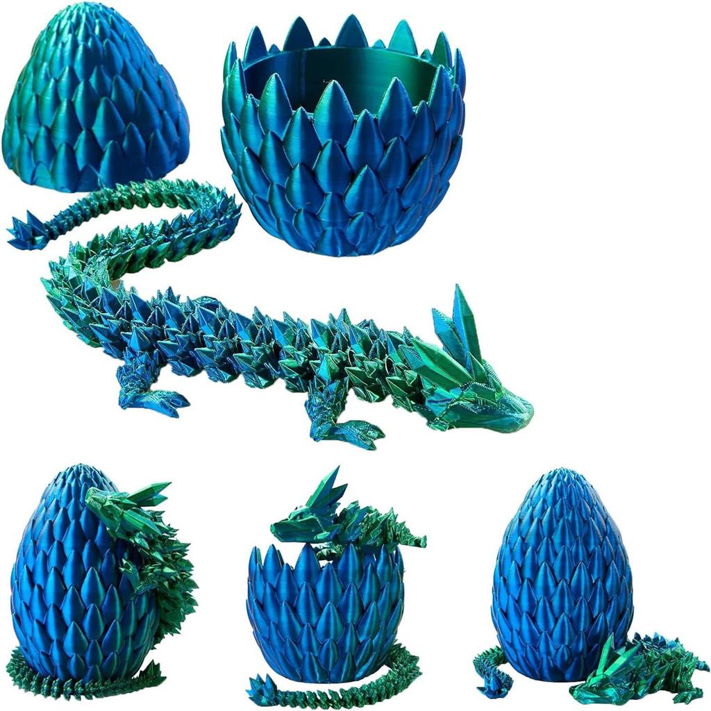 Egg and Figurine Set Handcrafted Collectible with Unique Color Shifting Scales