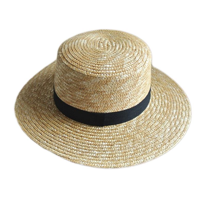 Foreign Trade Europe And The United States Summer Women'S Straw Big Eaves Wide Eaves Shading Travel Vacation Panama Flat Top Top Hat Versatile