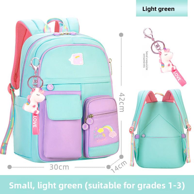 2 Size Primary Backpack with Pendant for Girls Aged 6-12 Lightweight Children's Backpacks Contrasting Color Student School Bags