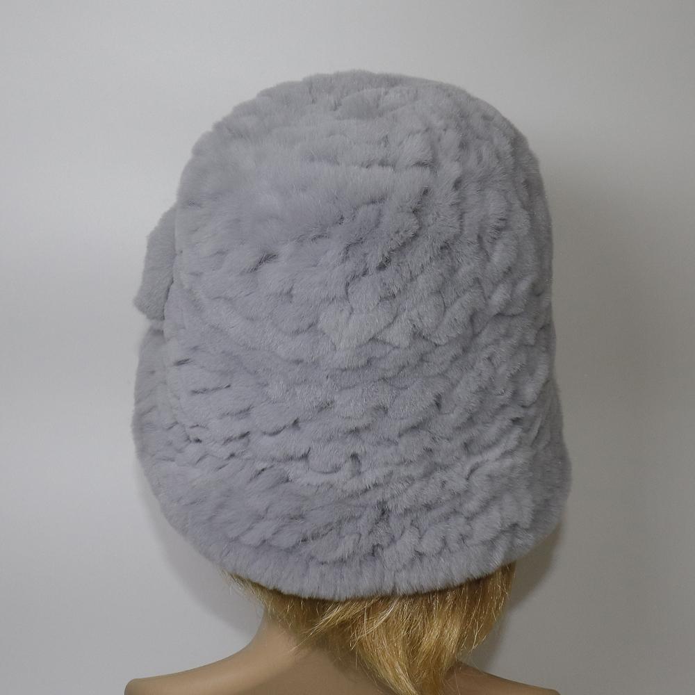 Winter Women Outdoor Knitted Real Rex Rabbit Fur Hat Natural Warm Fur Bucket Hats Girls Fashion Fluffy Real Rex Rabbit Fur Caps