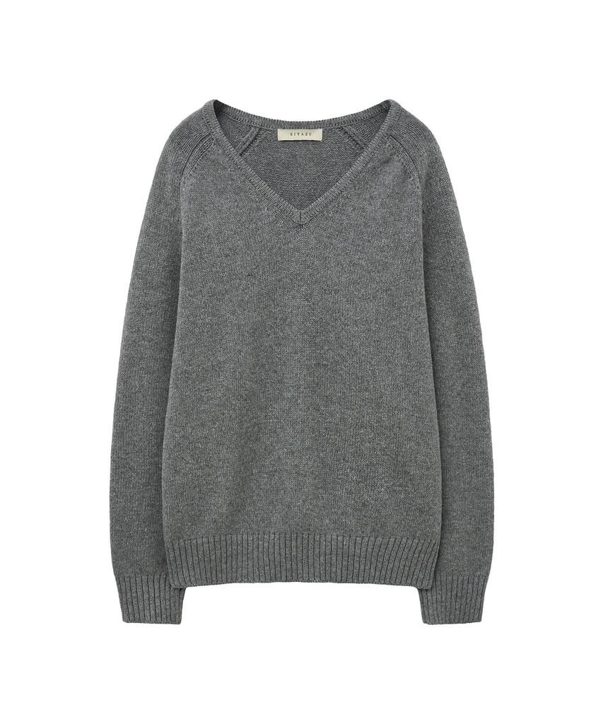 Siyajyu Sikn2156 Wool Blend Loose V-Neck Knit_Melange Gray