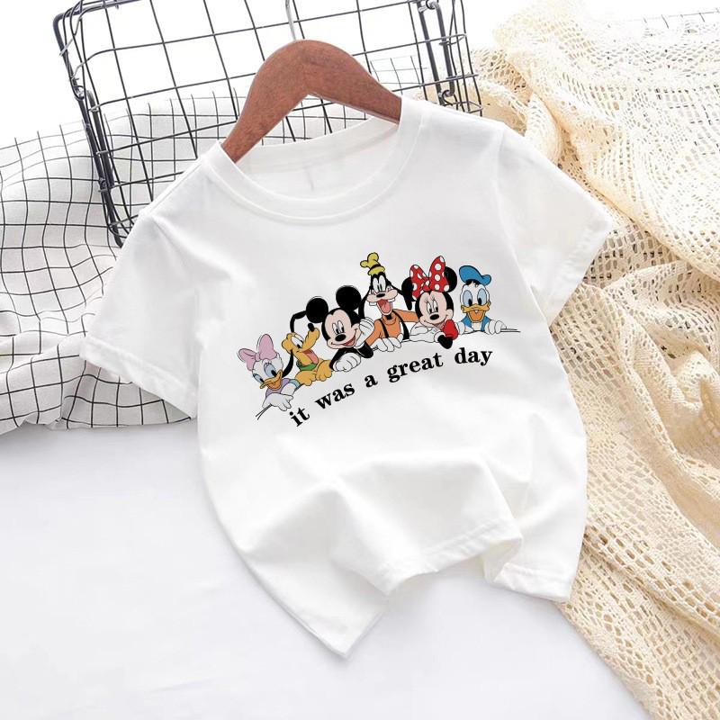 Unisex Kids' Pure Cotton Cartoon T-Shirt - Summer Short Sleeve