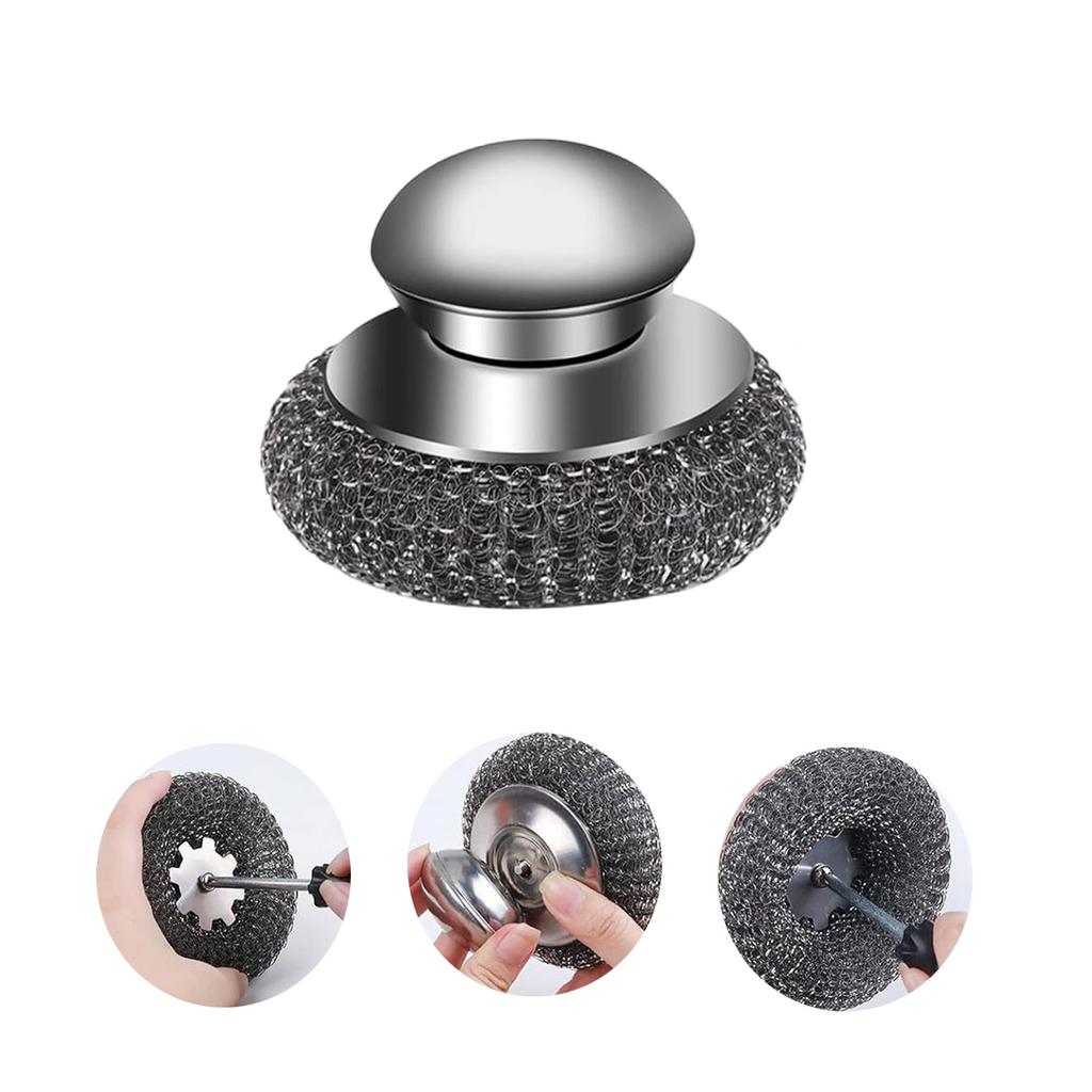 Heavy Duty Steel Wool Scrubber Scouring Pad for Cleaning Sinks, Cookware, and Kitchen Surfaces Cleaning Pad 1set