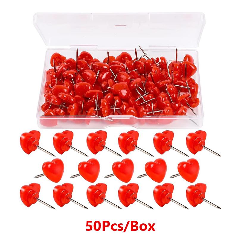

50 шт./коробки канцелярские кнопки декоративные кнопки аксессуары кнопки в форме сердца
