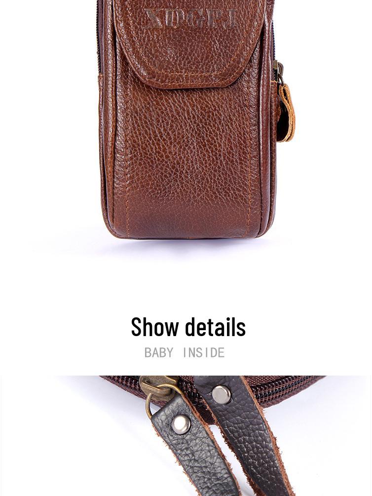 Multifunktionale Crossbody- und Hüfttasche für Herren - Handy- und Münzhalter aus Rindsleder