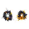 Halloween Candle Ring Wreath Artificial Maple Leaf Wreath Rustic Candle Wreath for Bar Thanksgiving Party Supplies Home Decor