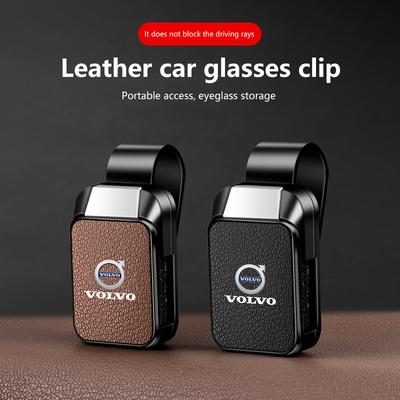 Klips do okularów na osłonę przeciwsłoneczną samochodu Skórzany Uchwyt na okulary przeciwsłoneczne Do Volvo XC40 XC60 XC70 XC90 S60 S80 S90 V40 V60 V90 EX30 EX90