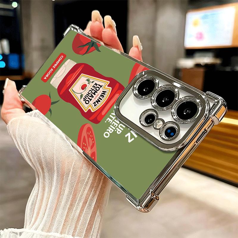 Lamb Heinz Tomato Ketchup Soft Phone Case For Samsung Galaxy S26 Ultra S25 Edge S24 FE S23 Plus S22 S21 + S20 Plating Anti-Fall