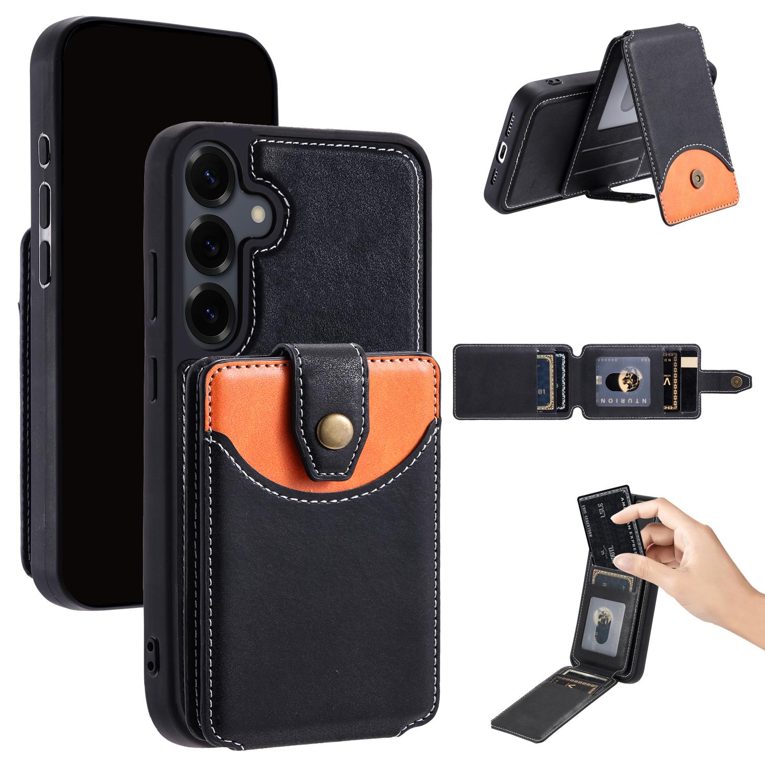

2 in 1 Detachable Magnetic Cards Solt Wallet Leather Case For Samsung Galaxy S25 Ultra S24 Plus S23 A16 A36 A56 Vertical Cover Galaxy S25 чорний