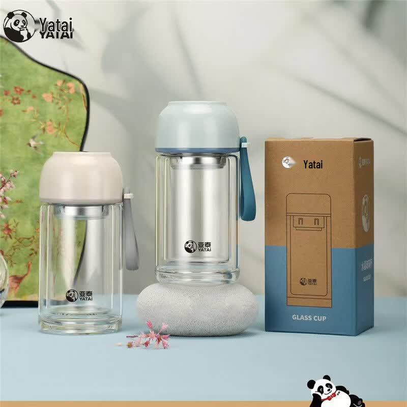 

YATAI Portable Double Wall Glass Tea Mug with Handle 180ml