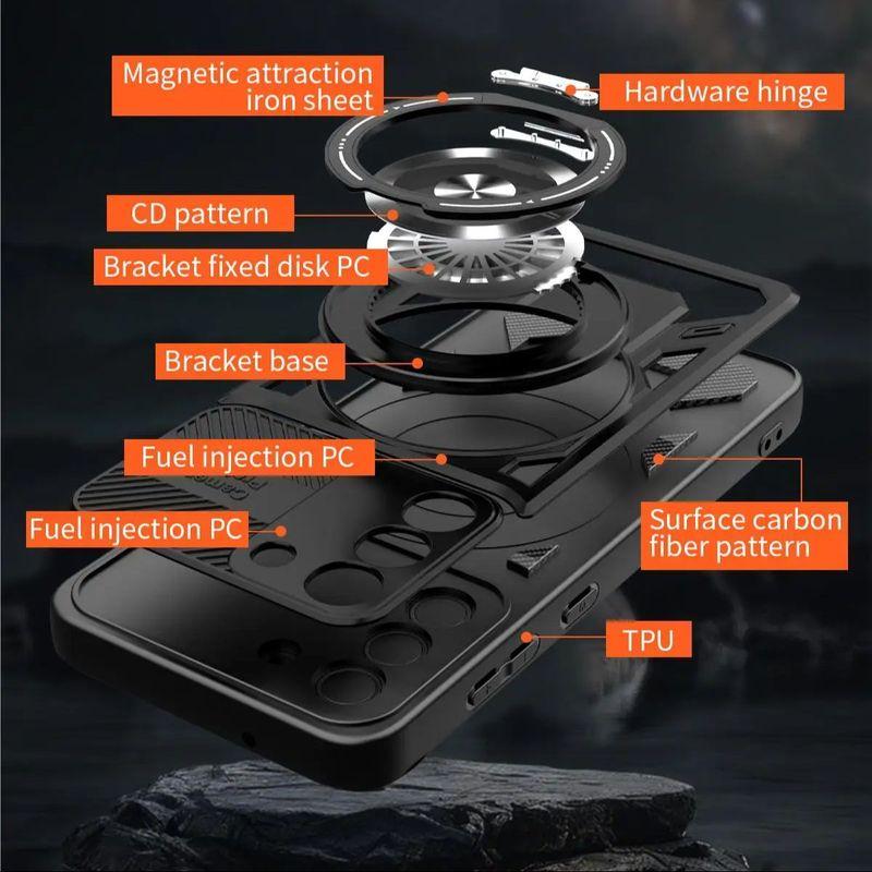 Slide Camera Armor Protection Case For Samsung A56 A36 A26 A16 A55 A35 A25 A15 A17 360° Rotating Magnetic Ring Stand Phone Cover