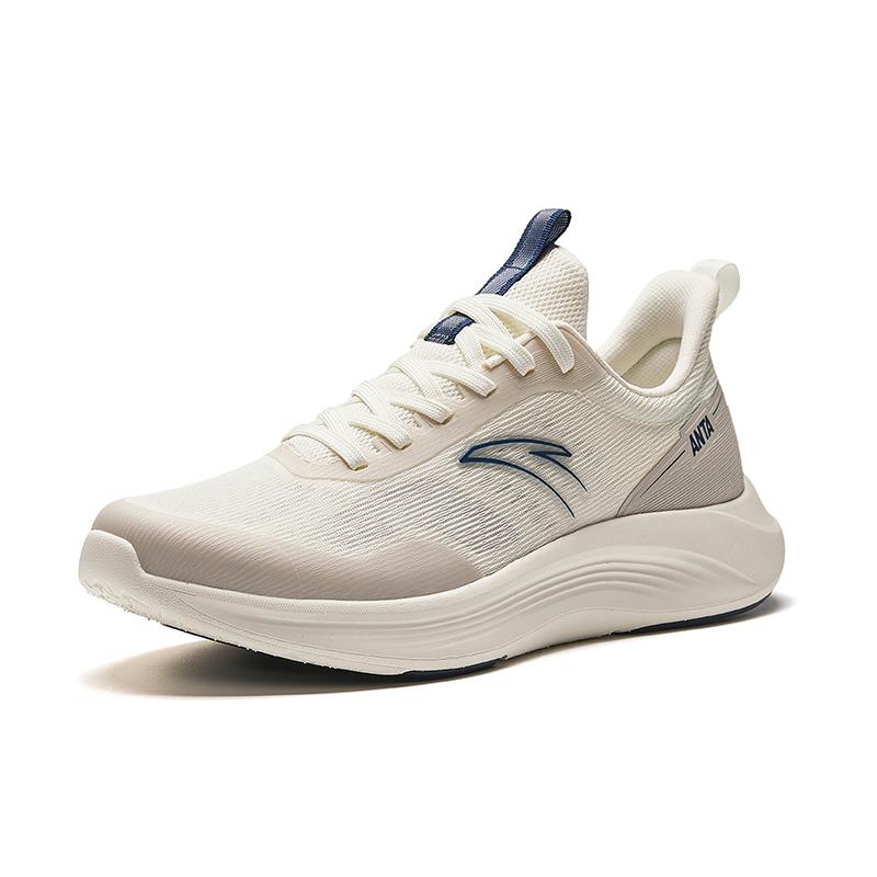 Anta Lingyun Mesh Lightweight Breathable Low-Top Running Shoes Men Sneaker Ivory-White 912425521-4