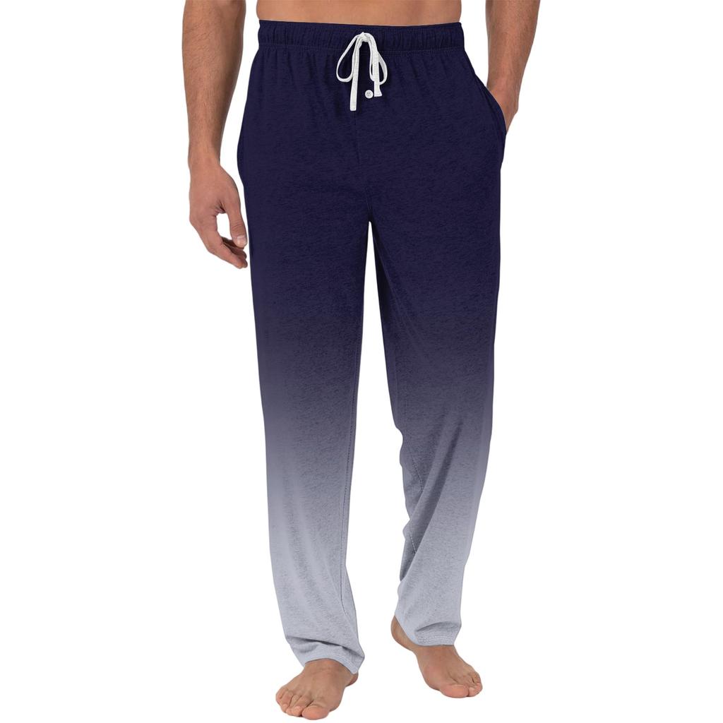 Herren Freizeit-Pyjamahose mit Taschen | Krawatte, Farbverlauf bedruckt, Leinwandbindung, lockere Passform elastischer Bund für Zuhause