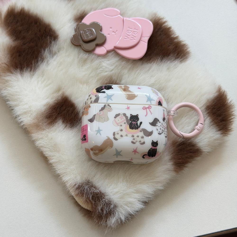 Ins Korean Graffiti Cartoon Cat Pony Suitable for AirPods4 Protective Case AirPods3rd Generation Earphone Cover Apple Airpodspro2 Second and Third