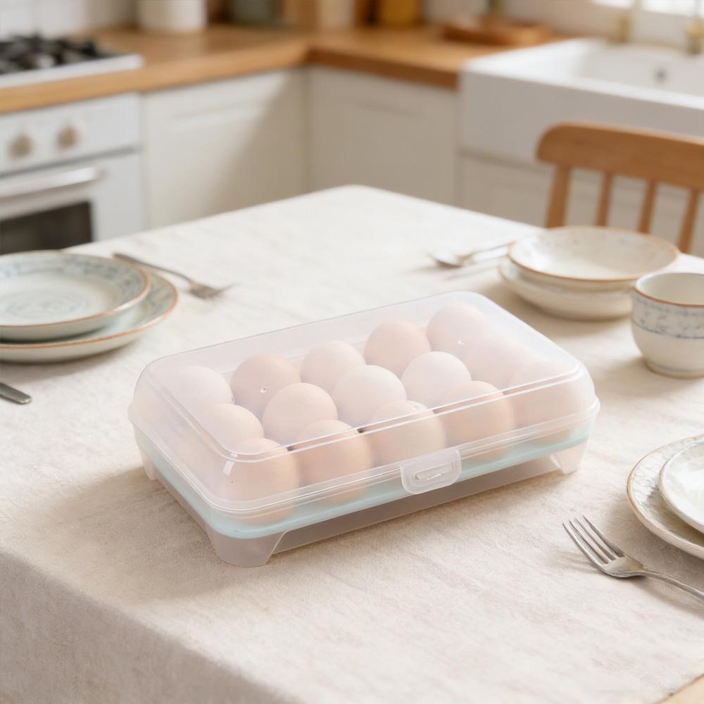 

Stackable Transparent Egg Organizer 15 Capacity Plastic Egg Tray Fridge Fresh-Keeping Box for Home M