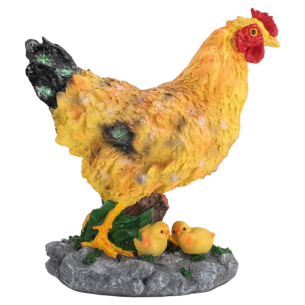 Hen Garden Statue with Small Chicks Hen Fairy Garden Accessories Resin Chick Hen Figurine for