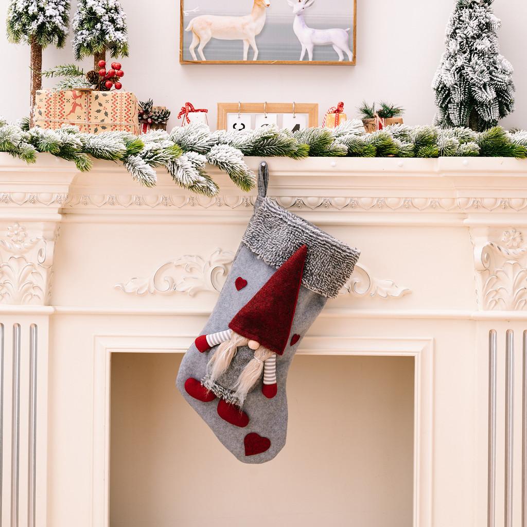 Crafted Christmas Beautifully Stockings With Grey Trim Santa And Soft Rudolph Toys