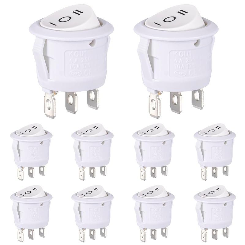 Round Rocker Switch Red Light Illuminated On Off 3 Pin 2 Position Mini Rocker Switch 125V 10A 250V 6A KCD1 Small Circle Toggle Switches For RV Car