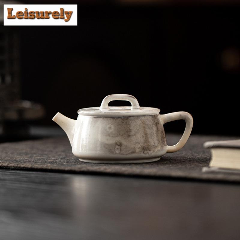 100ML Ink Painting Zhiye Roasting Stone Scoop Teapot Antique Tea Infuser Pot Tea Brewing Kettle With Strainer Tea Services Gift