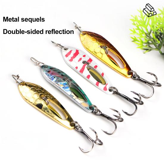 4CM/5G Spinner Blade Lure with Hook Double-sided Reflective Hard Metal Spoon Spinnerbait Rotating Sequin Lure Saltwater Freshwater Walleye Bass