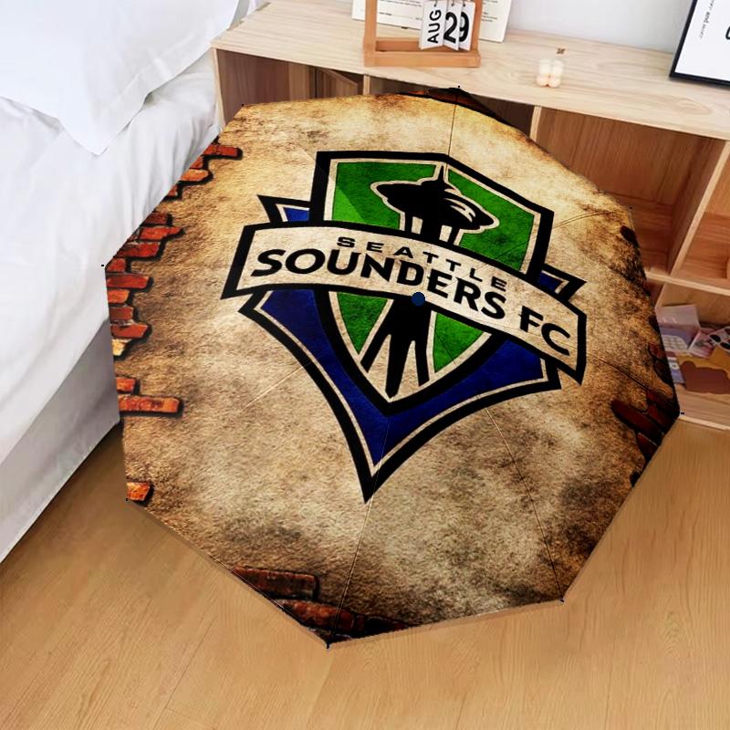 1PC Seattle Fc Logo Printed Umbrella Folding Umbrella, Automatic Umbrella 8-Frame for Travel, Camping Fan Gifts Christmas Gifts