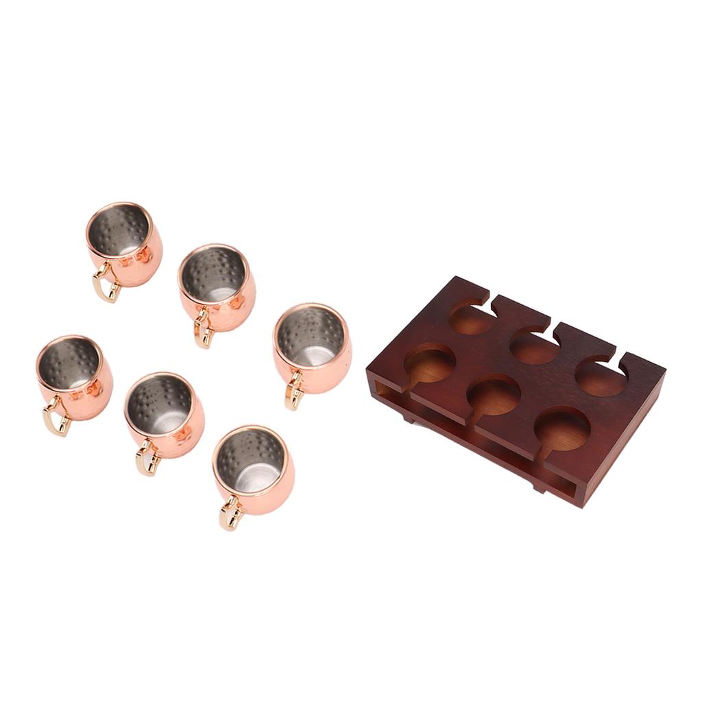 6Pcs 2oz Mule Drink Mug Set with Holder Robust Decorative Cocktail Hammer Point Cup for Bar