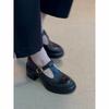 Cowhide model~ thick-soled Mary Jane single shoes women's black leather shoes high heels thick heel retro height-increasing small leather shoes