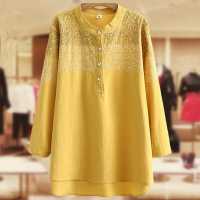 Autumn Women Shirts Ladies Solid Tops Female Long Sleeve Blouses Washed Cotton Embroidery Loose Plus Size Clothing