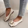 Fashion All-match Single Shoes Summer New Round Head Shallow Mouth Metal Buckle Butterfly Knot Soft Sole Non-slip Flat Shoes