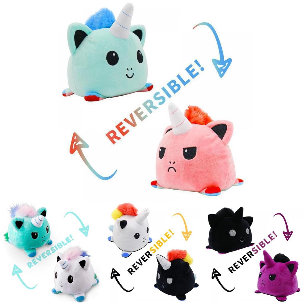Adorável Pelúcia Unicórnio Reversível Flip Brinquedo de Pelúcia Animal Macio Ideal Para Crianças