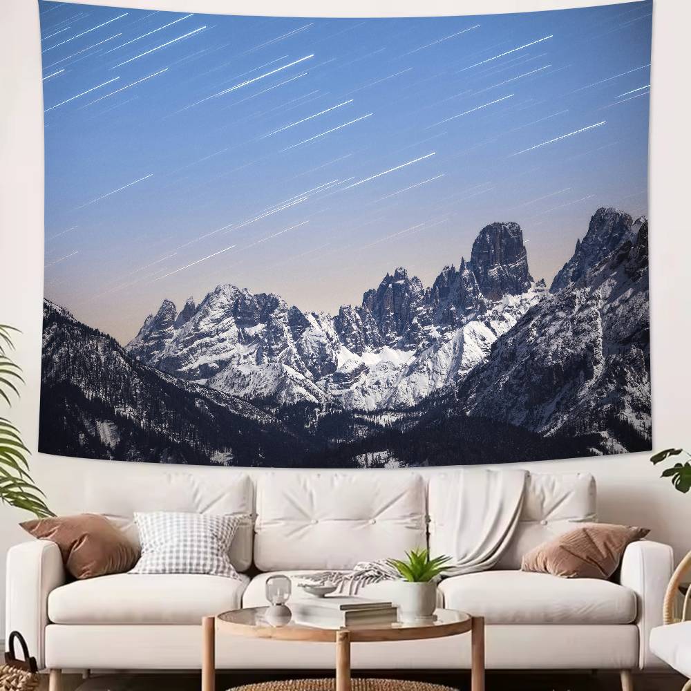 Beautiful Snowcapped mountains at sunset Mountains Tapestry Decoration Bedroom Dormitory Background Cloth Room Club Tapestry