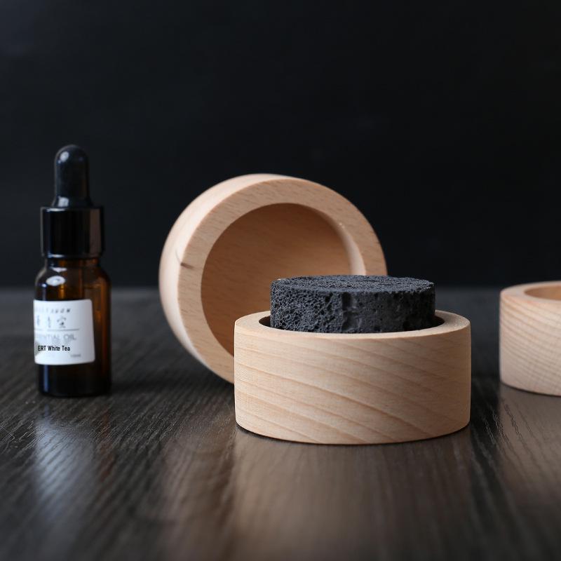 Solid Wood Volcanic Rock Essential Oil and Incense Diffuser with Perfume Flower Stand