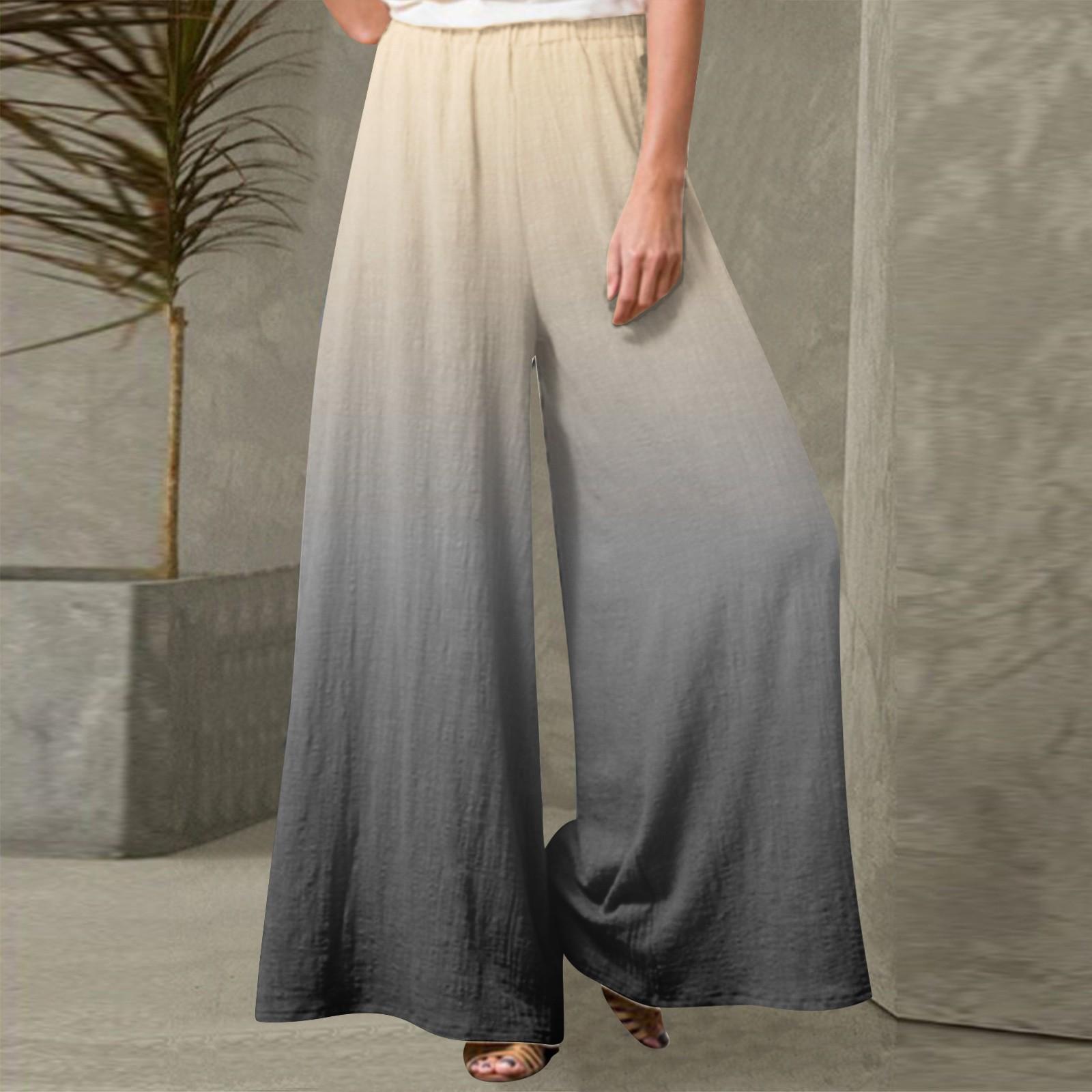 

Женские модные повседневные свободные уличные прямые брюки с градиентным принтом S бежевый